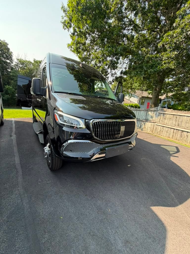 Mercedes-Benz Sprinter van chrome grille, close front exterior view